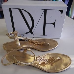 Diane von Furstenberg Gold Sandals, 9.5